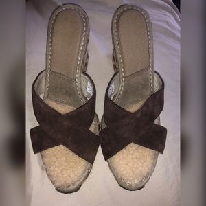 Ugg Australia brown wedge slip on sandals